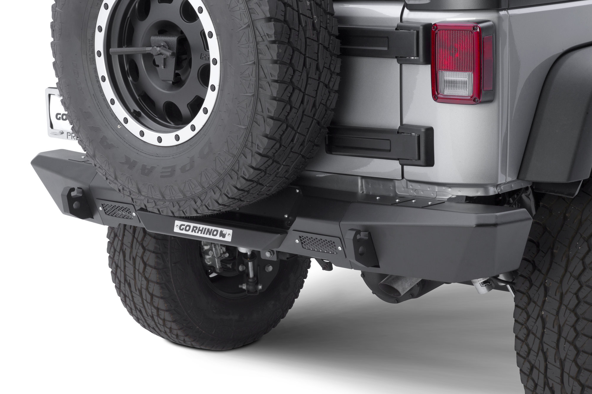 Go Rhino 27115T Rear Bumper with Straight End Caps for 0718 Jeep Wrangler and Wrangler